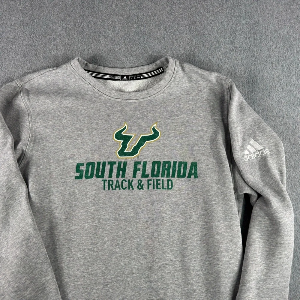 USF Bulls South Florida Pullover Sweatshirt Men's L Gray Adidas Track & Field